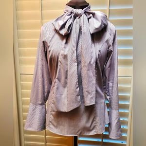 Banana Republic striped bow blouse size 10
